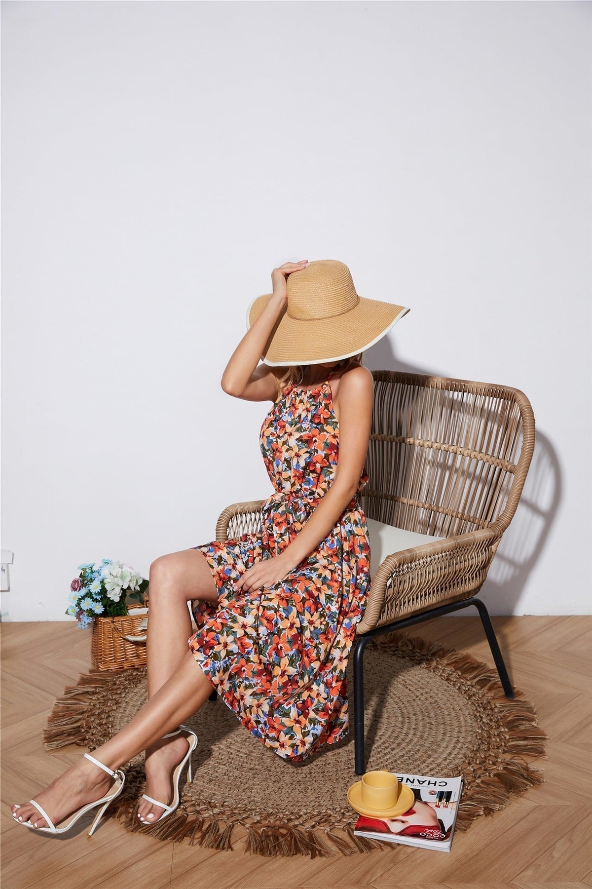 Smocked Puff Sleeve Tiered Midi Dress
