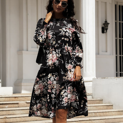 V Neck Flutter Sleeve Tie Waist Floral Wrap Midi Dress