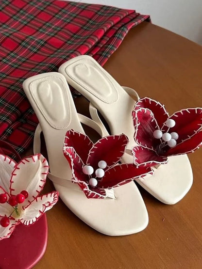 Emori Floral Kitten Heel Sandals