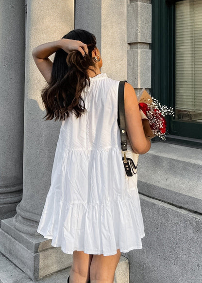 Sleeveless Tiered Ruffle Collar Babydoll Mini Dress