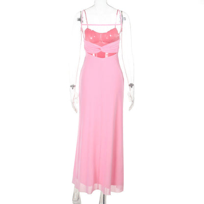 Spaghetti Strap Ruched Twist Front Column Midi Dress