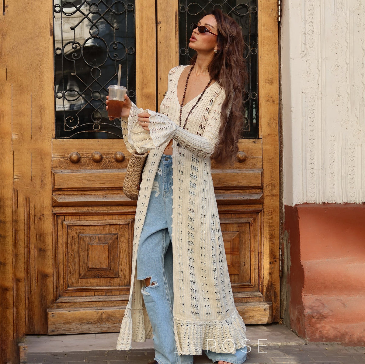 Aiden Crochet Long Cardigan