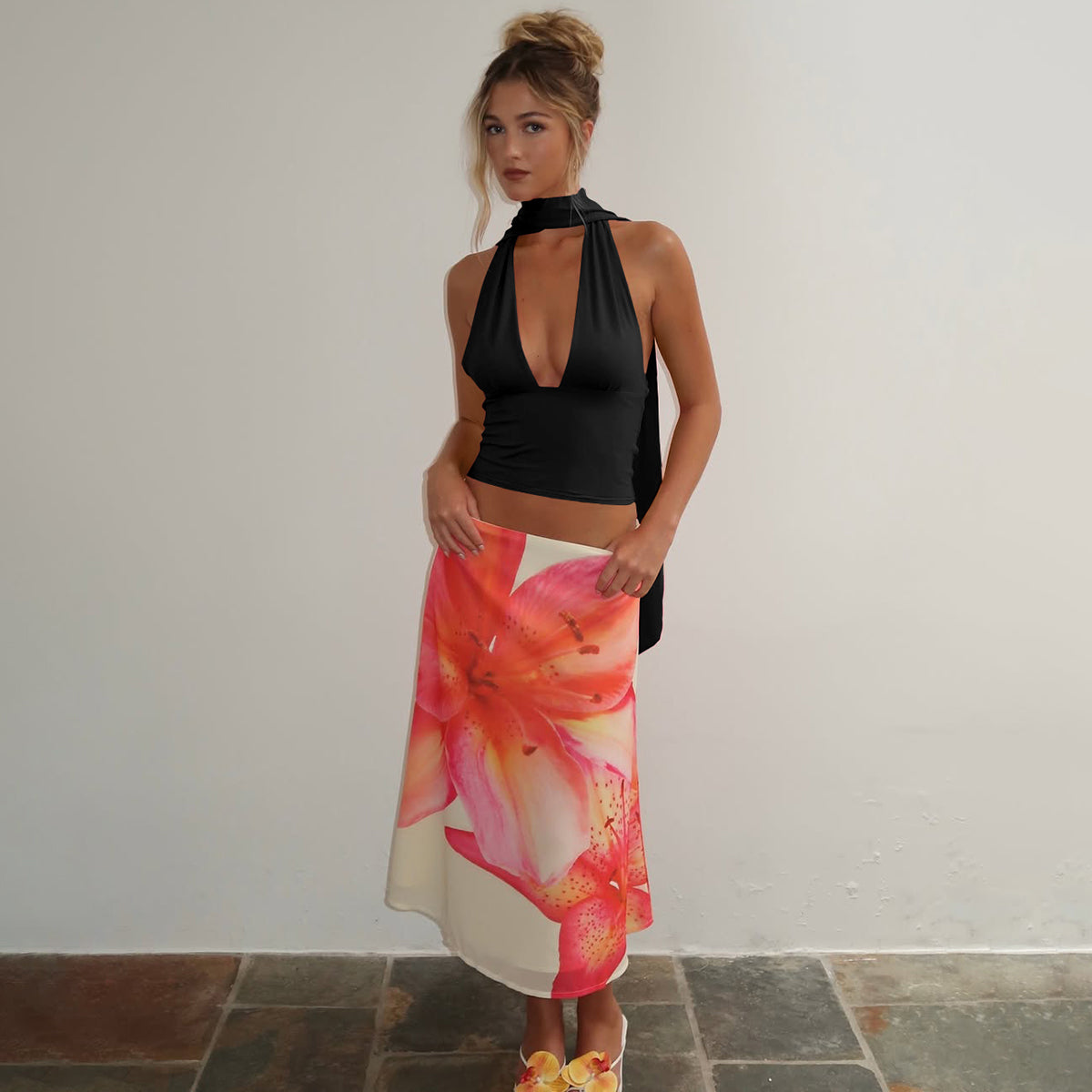 Avie V-Neck Scarf Top