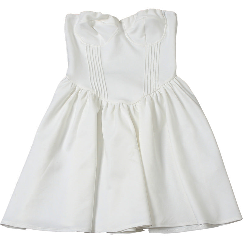 Strapless Corset Pleated Bubble Hem Mini Dress