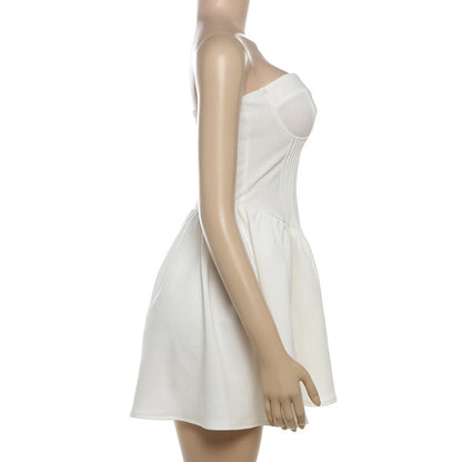 Strapless Corset Pleated Bubble Hem Mini Dress