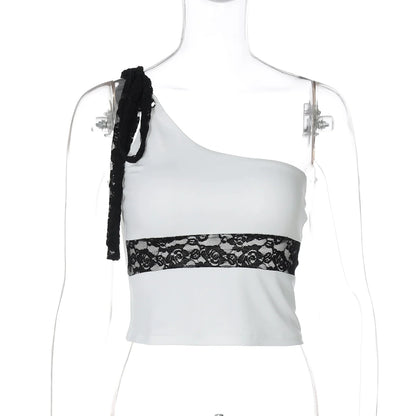 Yaneth One-Shoulder Lace Camisole