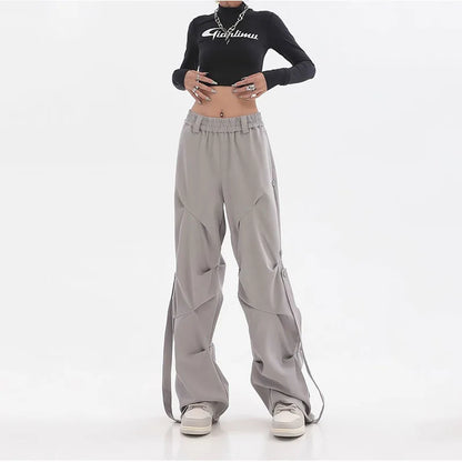 Pleated Cargo Streetwear Wide Pants