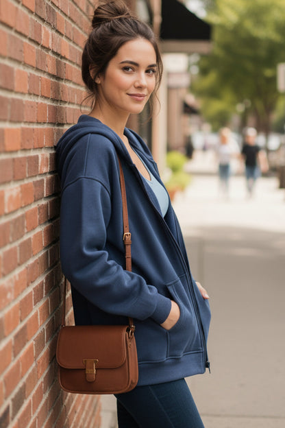 Oversized Solid Zip-up Hoodie