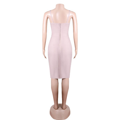 Strappy Sleeveless Frill Midi Bandage Dress PZC1686
