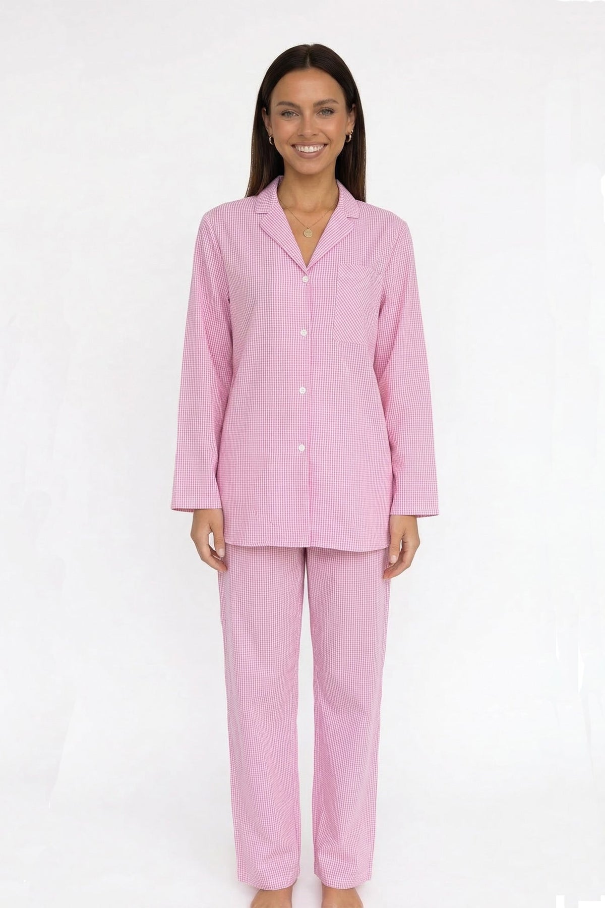 Plaid Blouse Cotton Two-piece Outfit