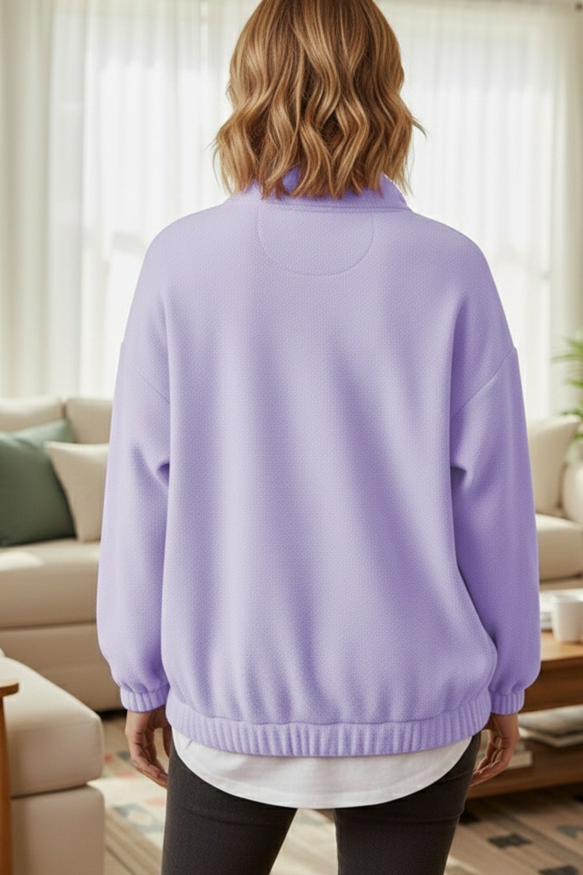 Polar Fleece Lapel Zip-up Sweatshirt
