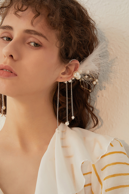 Feather Elegant Tassel Earrings
