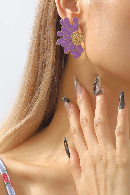 Retro Alloy Flower Stud Earrings