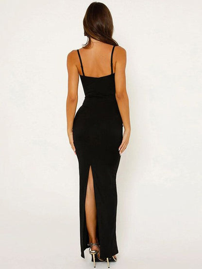 Sweetheart Spaghetti Strap Floral Lace Bustier Bodycon Maxi Dress