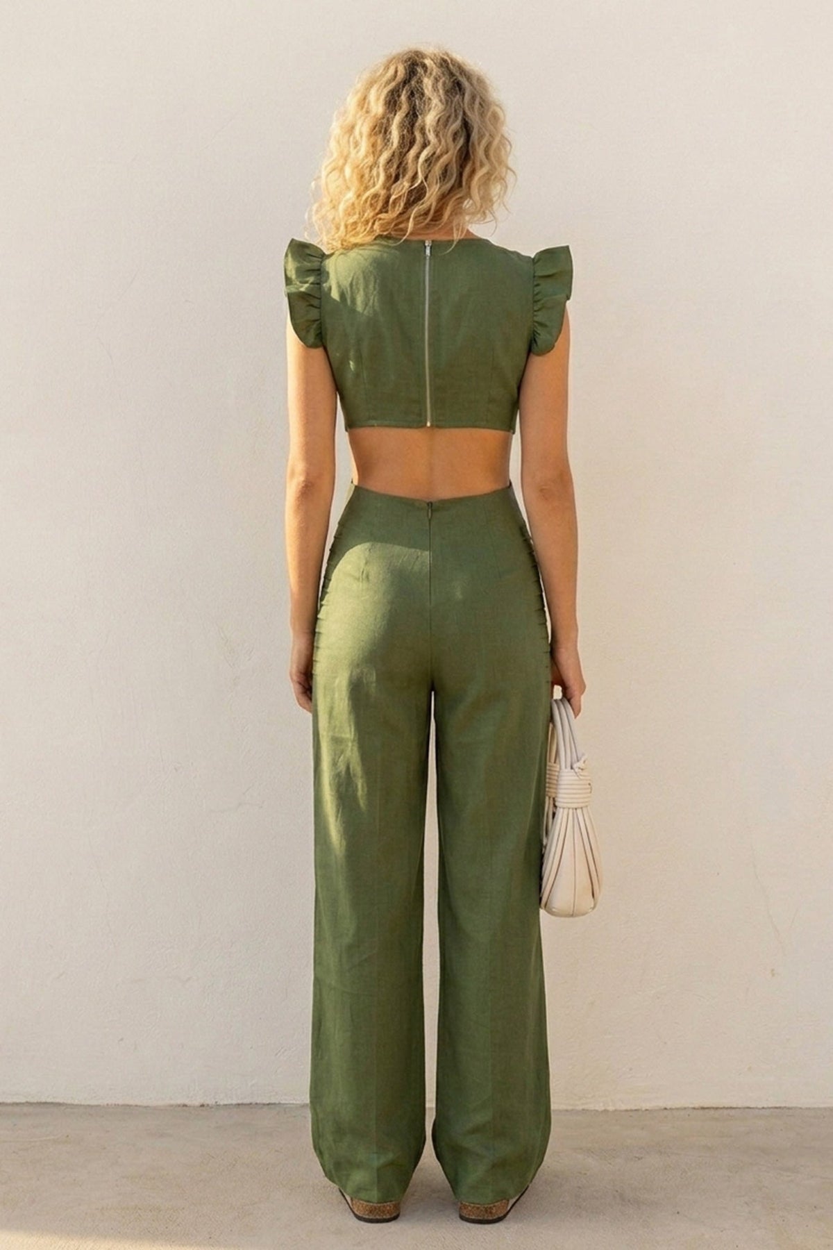 Ruffle Sleeveless Cutout Jumpsuits