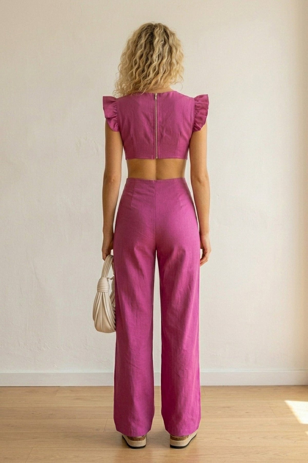 Ruffle Sleeveless Cutout Jumpsuits