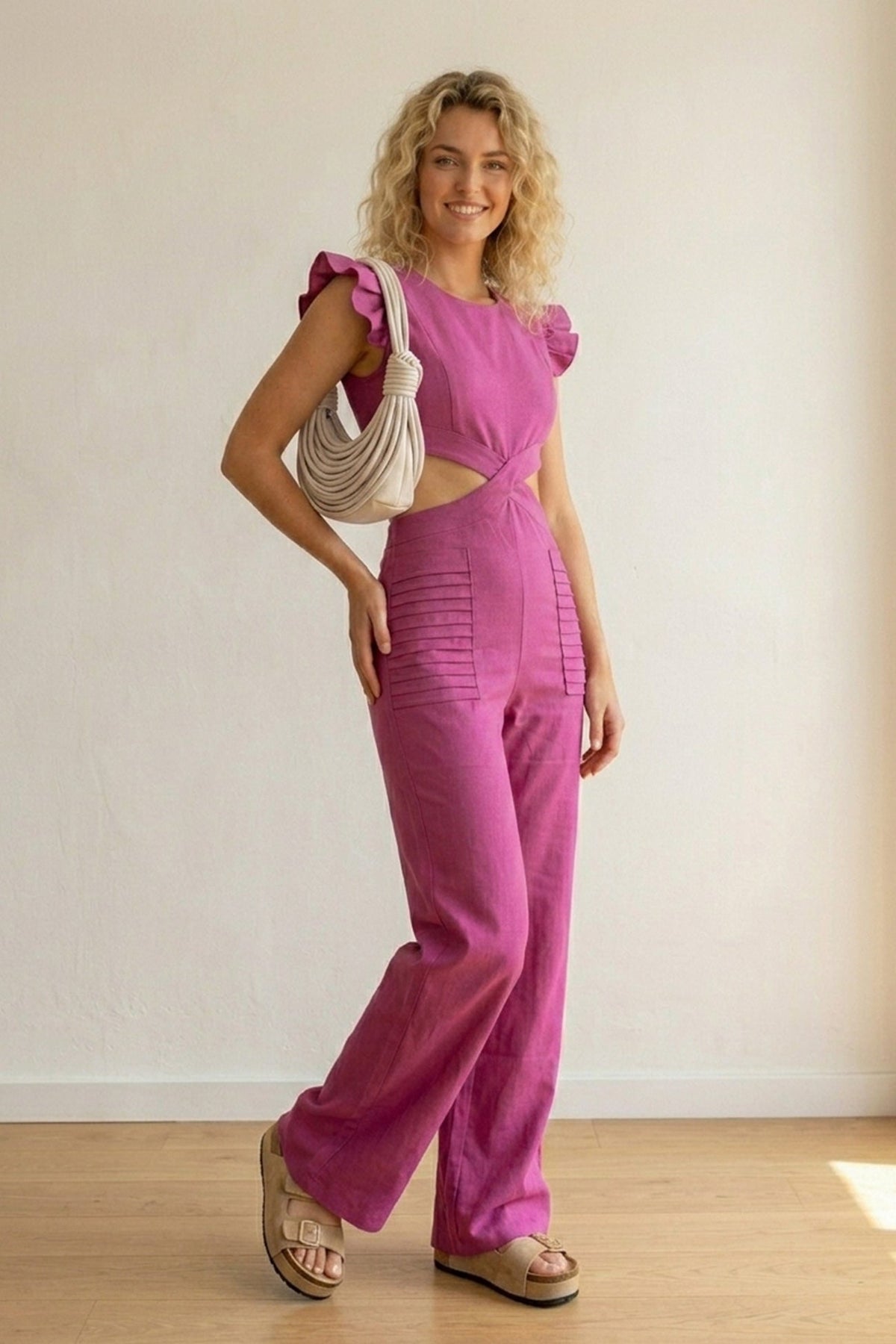 Ruffle Sleeveless Cutout Jumpsuits