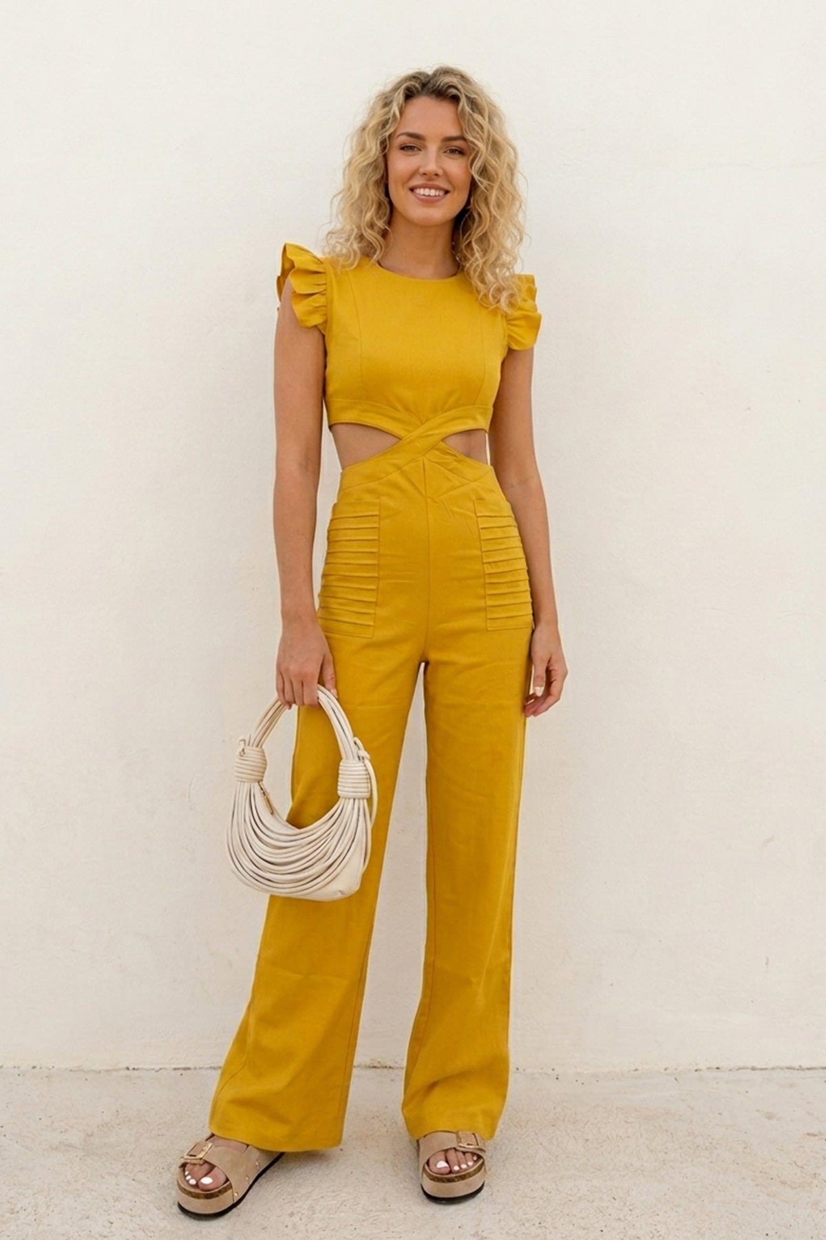 Ruffle Sleeveless Cutout Jumpsuits