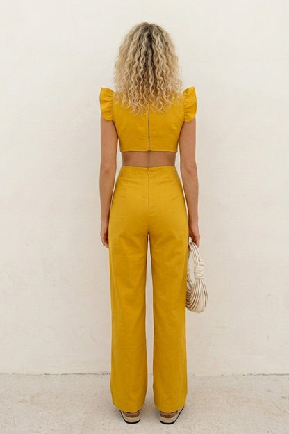 Ruffle Sleeveless Cutout Jumpsuits