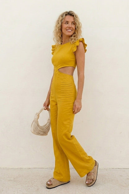 Ruffle Sleeveless Cutout Jumpsuits