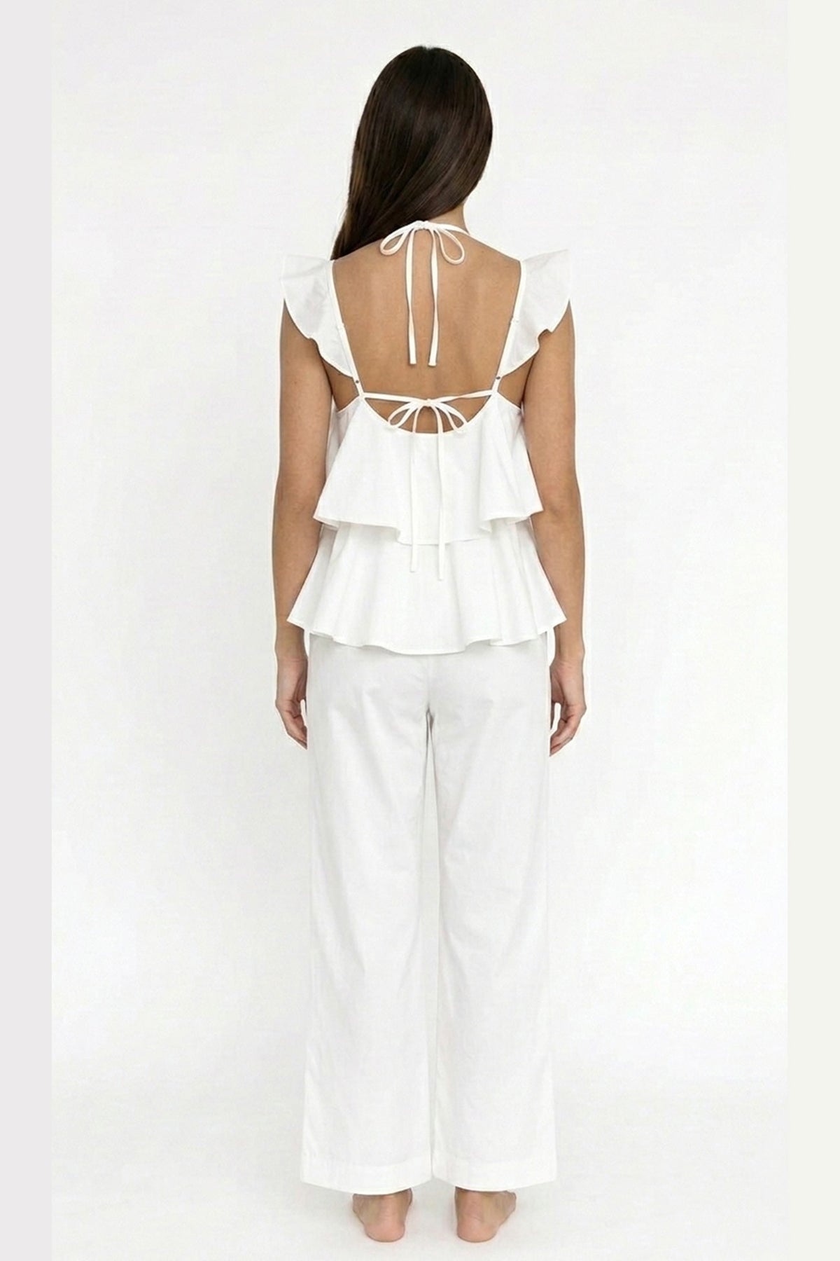 Ruffle Tie-up Cotton Vest Set
