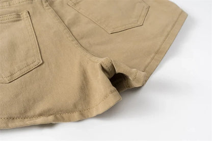 Vintage Women's Denim Shorts Hight Waisted Pockets Khaki Y2k Casual Jeans Cargo Pants Gothic Black Short Jeans Summer New