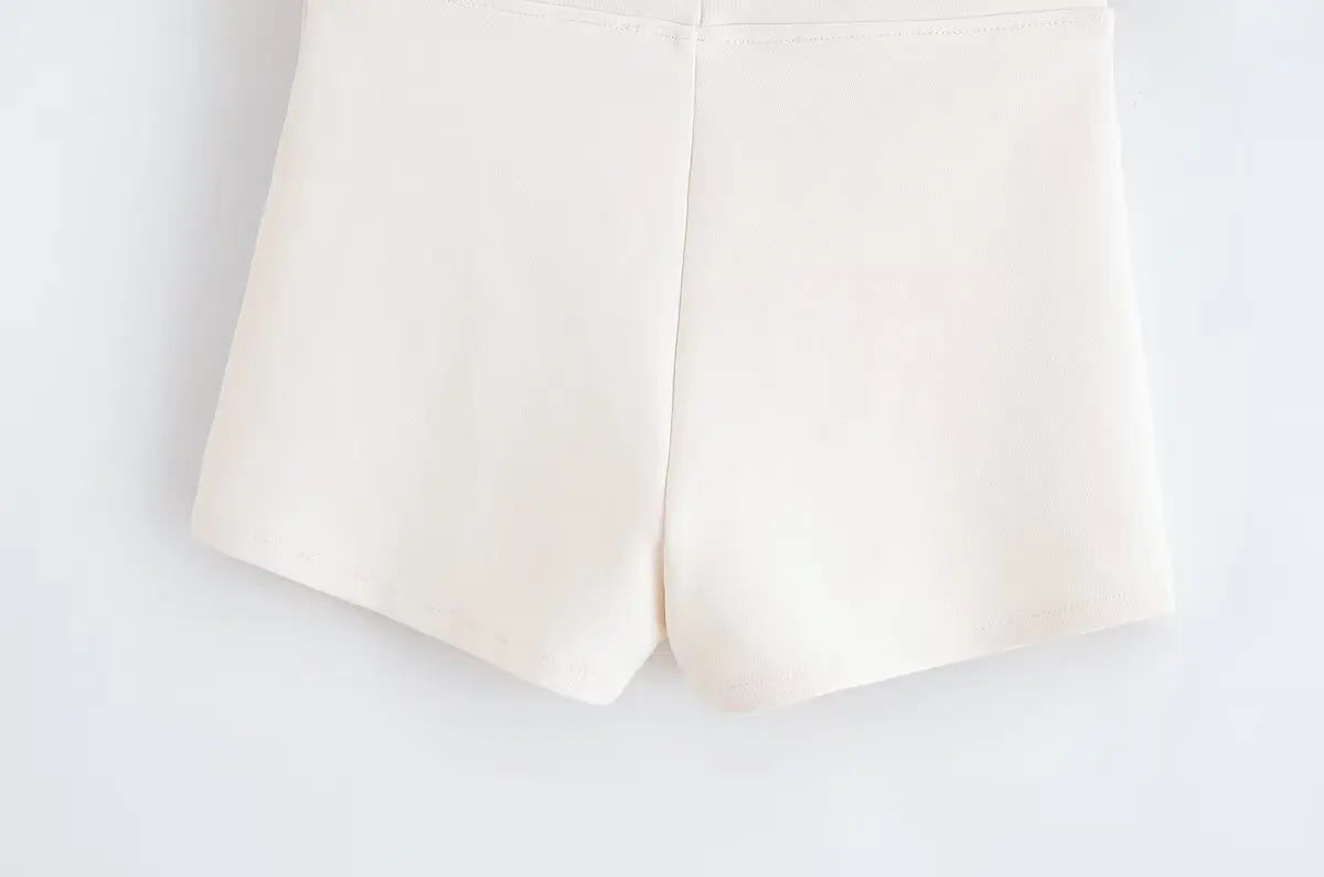 Sexy Fashion Women's Suit Solid Color Backless Zipper Suspender Top Straight Shorts New Summer Beach Party Holiday Suit