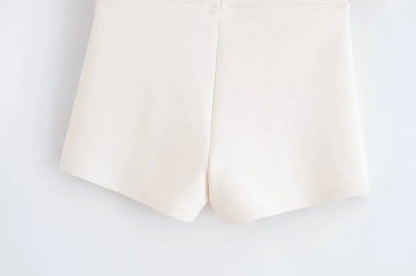Sexy Fashion Women's Suit Solid Color Backless Zipper Suspender Top Straight Shorts New Summer Beach Party Holiday Suit
