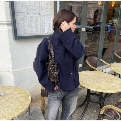 Stylish Versatile Jacket Stand-collar Women's Classic Casual Mature Elegant 2025 Autumn Coat Trend Edgy High-quality Street Wear