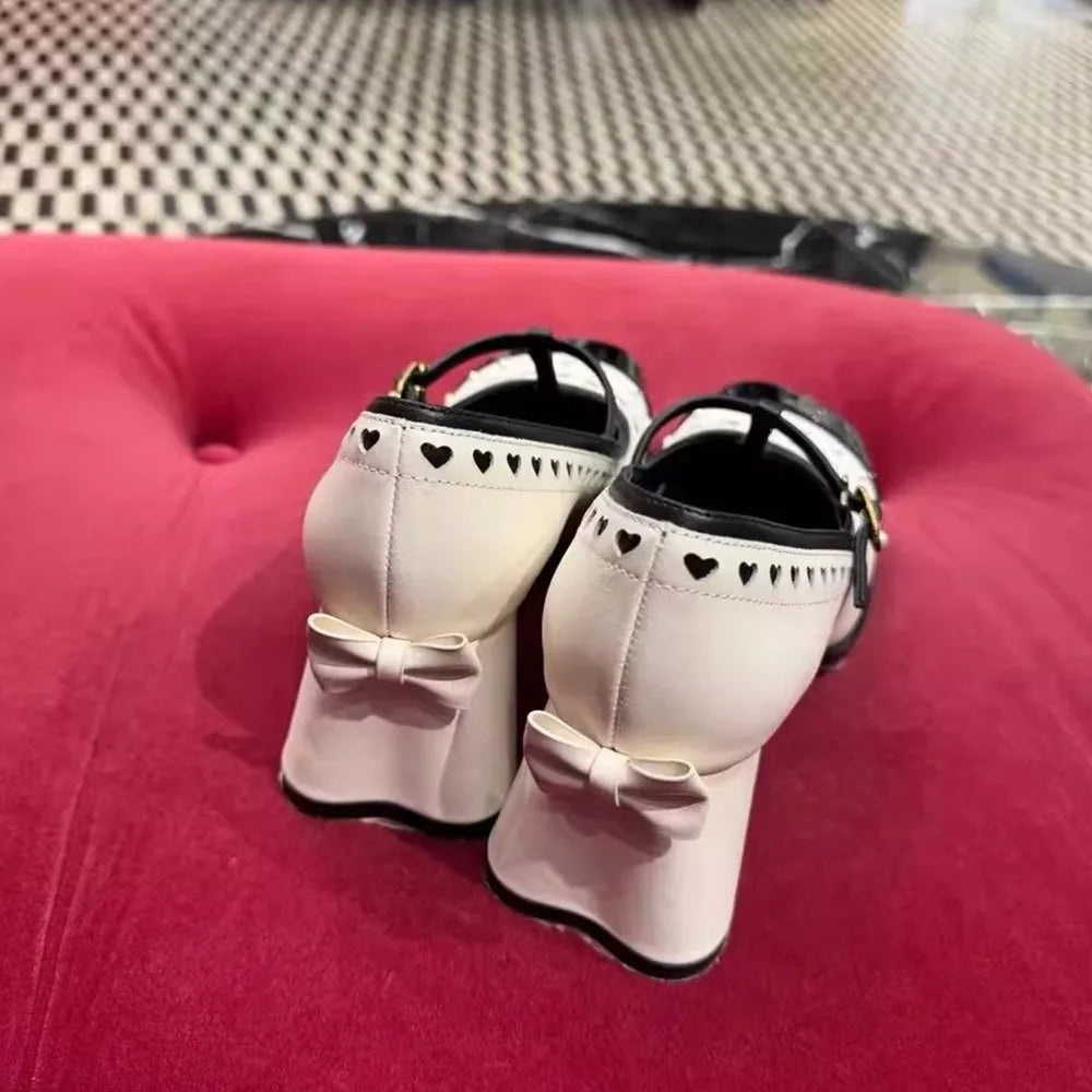 Spring Square Toe Strange Heels Mary Janes Shoes Rivet Goth Buckle Women Pumps Punk Cosplay Shoes High Quality