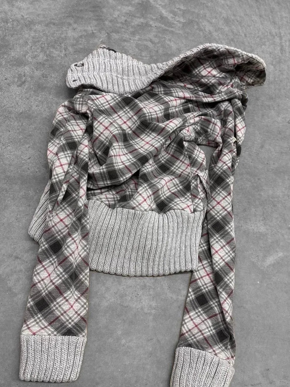 Fashion y2k Millennium Hot Girl vintage plaid plush hooded coat versatile autumn and winter coat, women's niche design slim coat