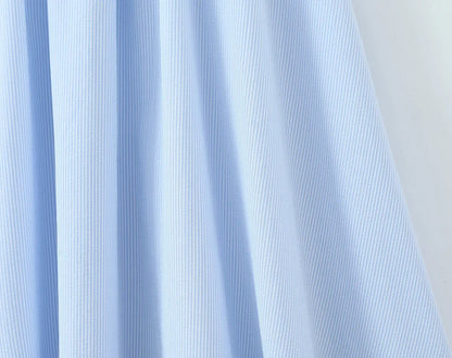 Rural Style Striped Dress New 2026 Women Pink Blue Puff Sleeve Casual Elegant Vacation Summer Dresses Midi Robe