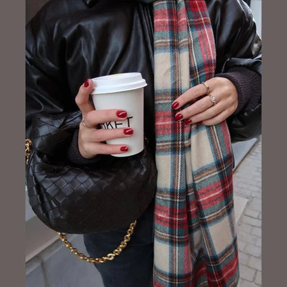 Christmas Red Plaid Scarf Fall Winter Warm Women's Scarfs Vintage Classic Tassels Cashmere Imitation Long Shawl Lady Accessories
