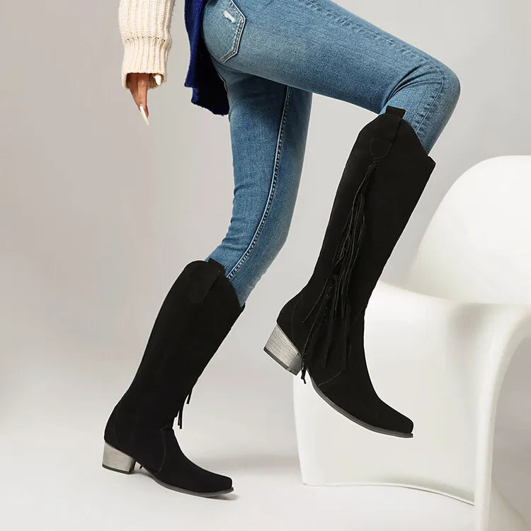 Shoes Fashion Boots Woman Sexy Thigh High Heels High Sexy Boots-Women Round Toe Punk Over-the-Knee Stiletto Ladies Med Rub