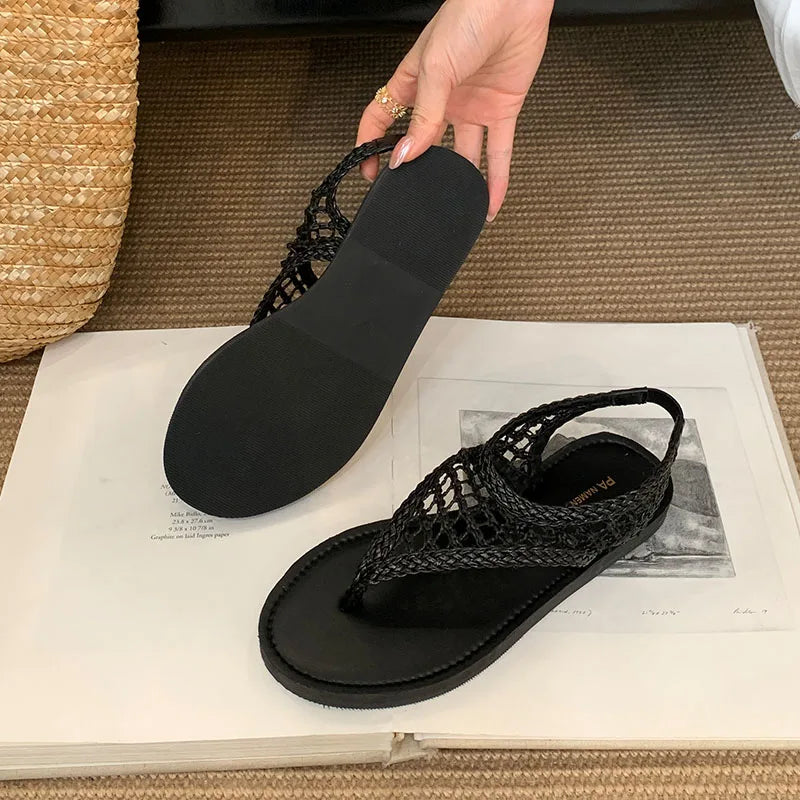 Women Flats Sandals Slides Shoes Summer Beach Luxury Female Flip flops Fashion Round Toe Ladies Flats Sandals Shoes