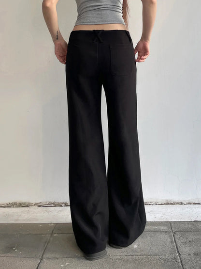 Casual Loose Solid Suitpants Office Lady Basic Mid-Waisted Straight Wide Leg Pants Women Summer Fashion Streetwear
