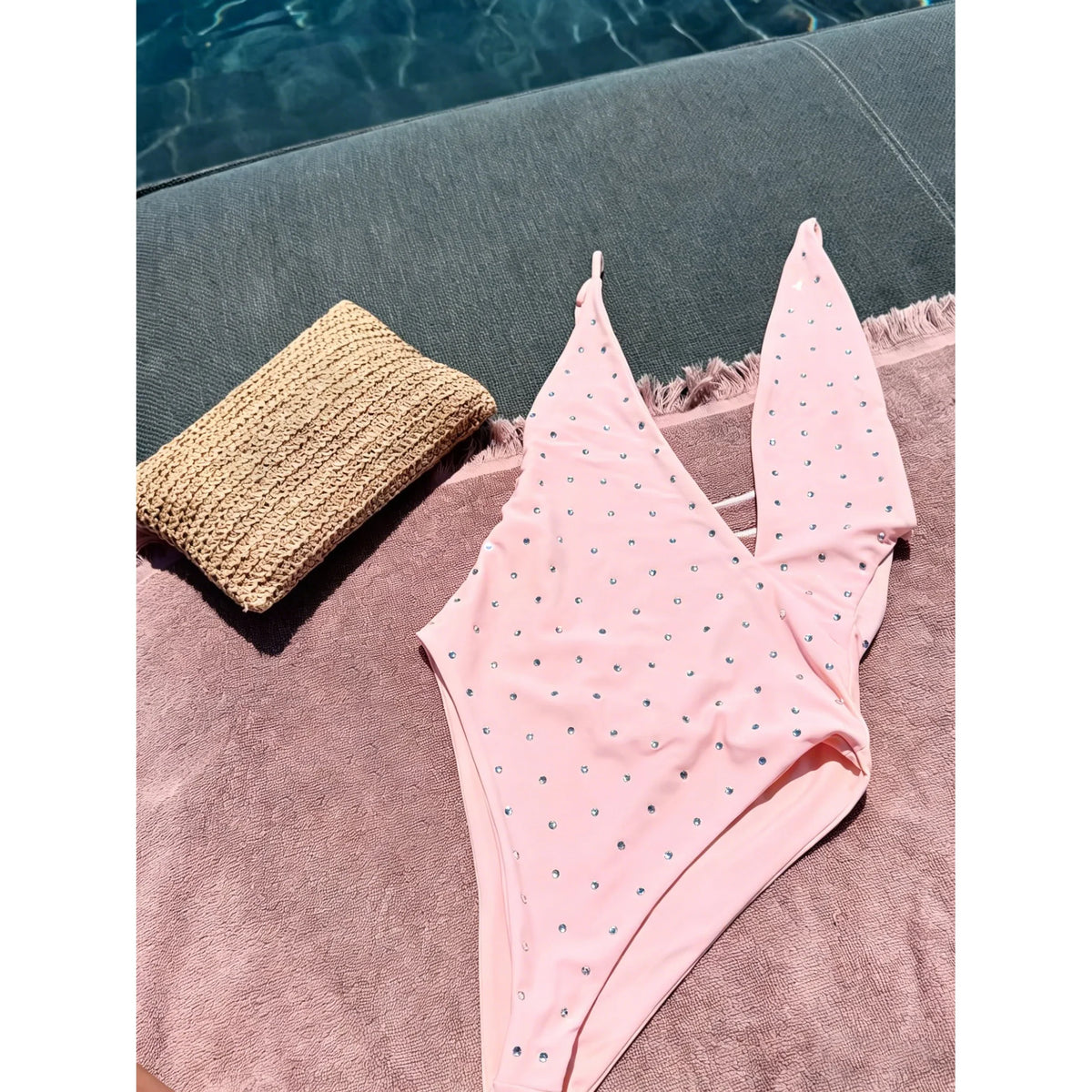 Rhinestones Swimsuit Bikini Swimwear Swimsuit Women Separates Swimwear Two Piece Side Straps Swimsuit Bathing Suit