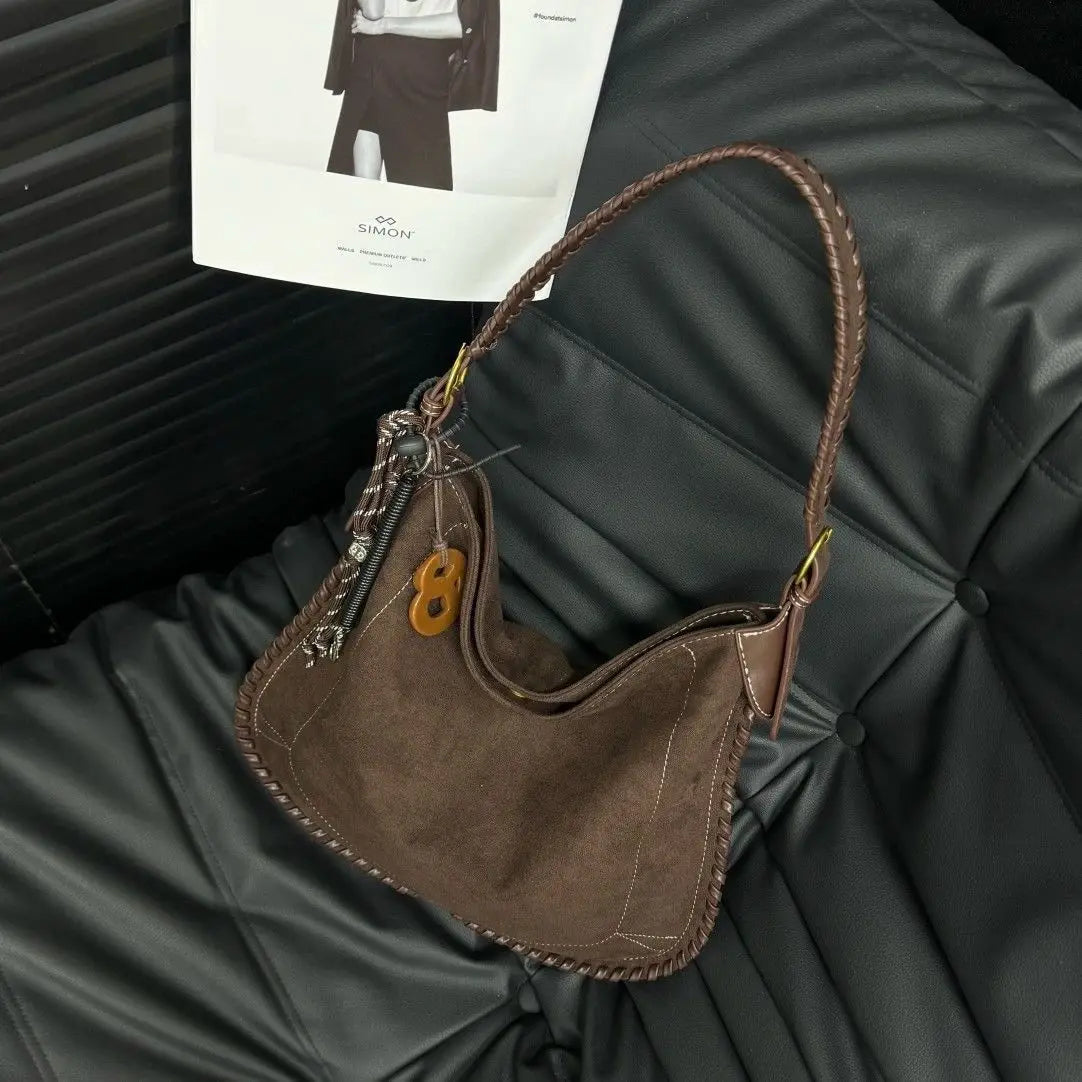 Autumn Winter Retro Style Tote Bag Versatile Woven Niche Single Shoulder Crossbody Bags
