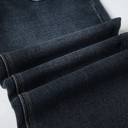 Grunge Aesthetic Flare Jeans Women Retro Stylish Y2K Dark Blue Denim Pants Spring Outfits Casual Slim Trousers Ladies