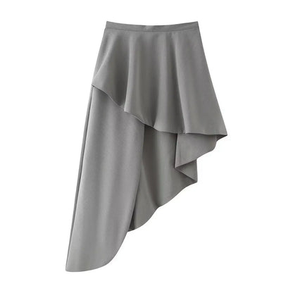 Stylish Irregular Casual Skirt Women Solid Commuting High-Waisted Irregular Layered Skirt Spring Summer New Street Skirt