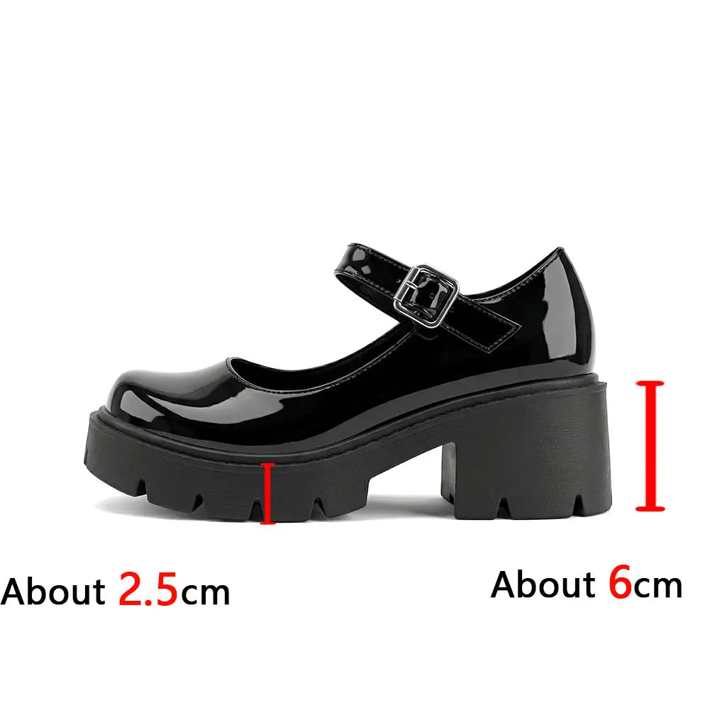 Women's Classic Mary Janes Shoes Platform Dress Low Chunky Heel Pumps Round Toe Ankle Strap Oxfords Shoes Good Quality