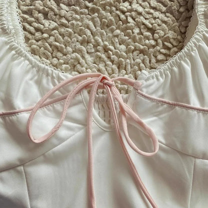 white summer sweetie flare mini dress V-neck sleeveless elegant party dress new hot girl chic women dresses