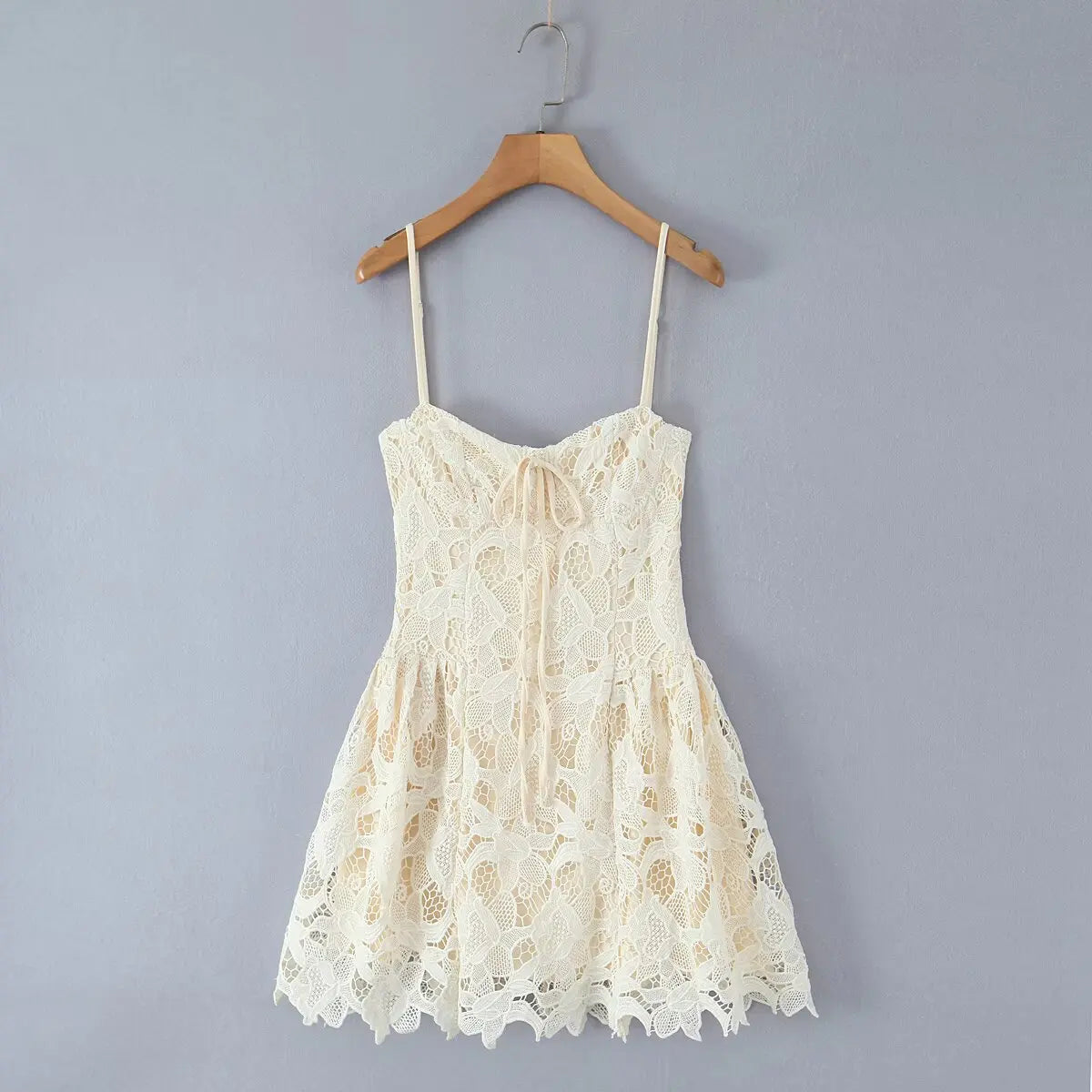 Black Beige Lace Sling Mini Dress Women Summer Club Party Sexy Robe