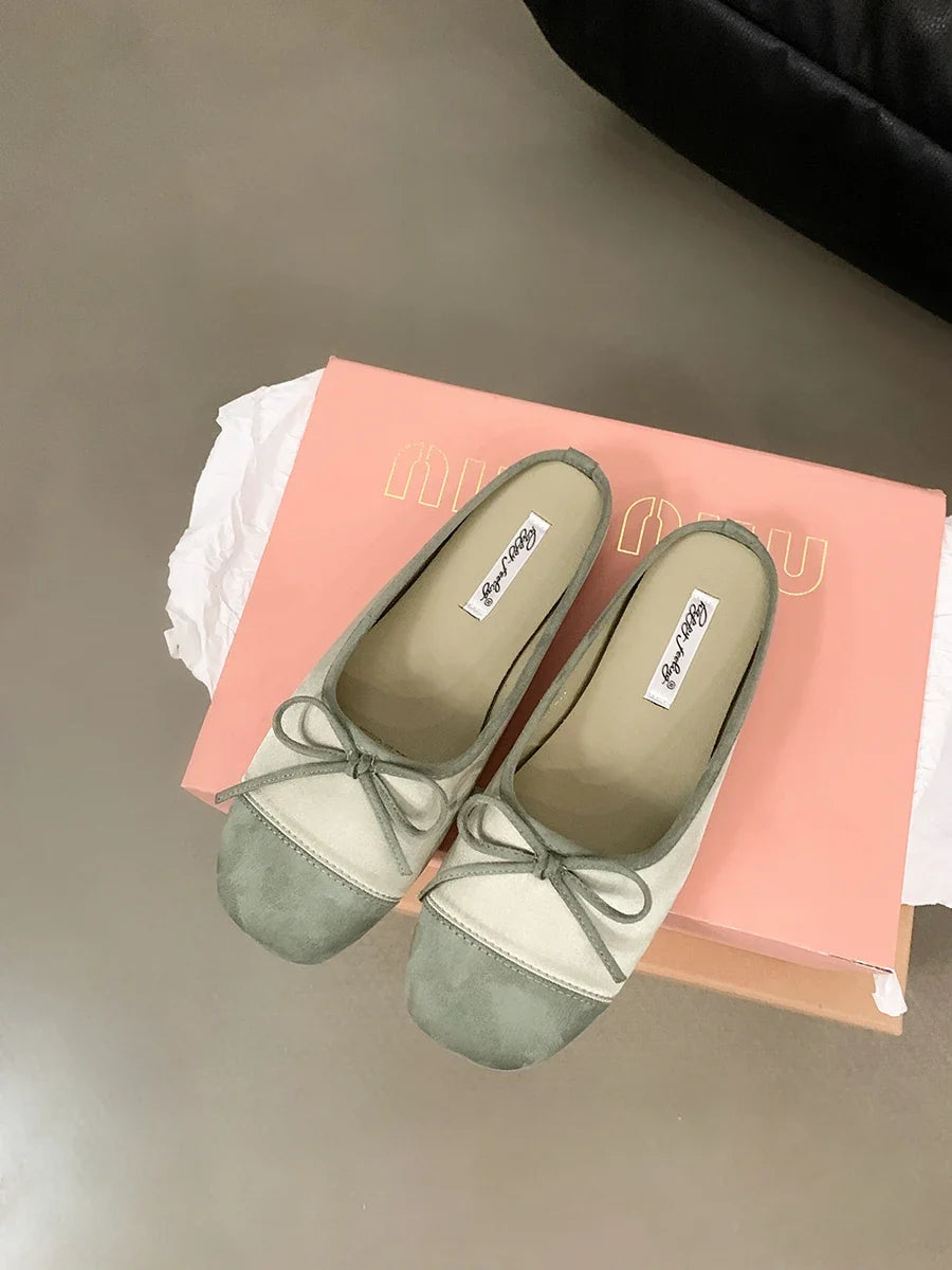 Women Shoes Brand Designer Mary Janes Shoes Summer Butterfly Knot Japanned Slip On Flats Vintage Narrow Band Dress