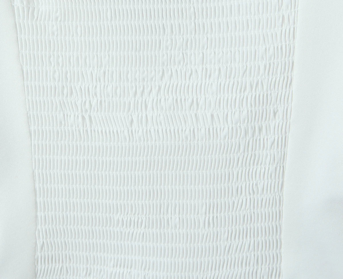 New Summer Short-sleeved Tops Solid Lace Edges V-neck Pleated Design Elegant White Shirt Fashion Holiday Party Crop Tops