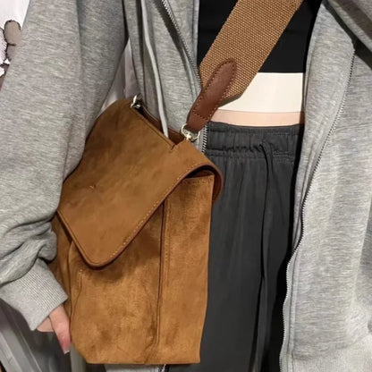 New Women Trend Fashion Crossbody Bag Streetwear Y2k Aesthetic All Match Handbags Vintage Casual Solid Simple Shoulder Bags