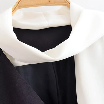 Fashion Scarf Blazers jacket Female Elegant Long Sleeve Patchwork Commute Pocket Outwear Women's Contrast Suit jacket 2026
