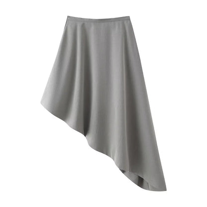Stylish Irregular Casual Skirt Women Solid Commuting High-Waisted Irregular Layered Skirt Spring Summer New Street Skirt