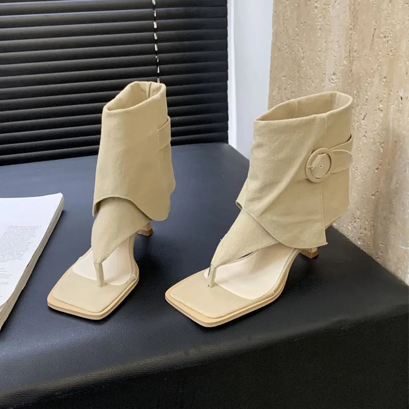 Autumn Black Women Ankel Boots Fashion Open Toe Sandal Shoes Thin High Heel Ladies Elegant Short Boots Dres Pumps Shoes