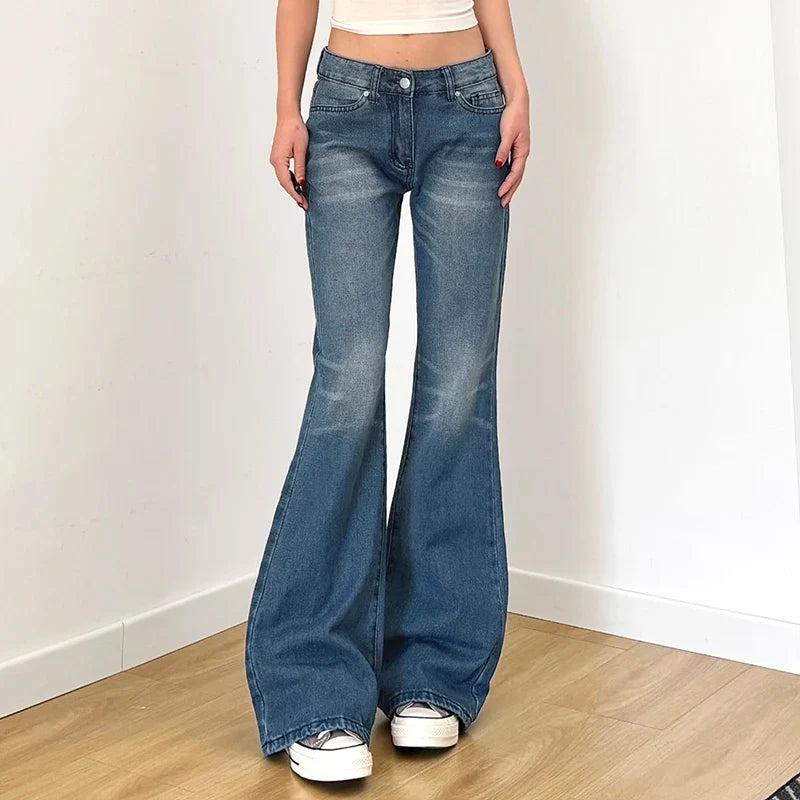 Y2K Blue Straight Jeans Korean Fashion Street Style Denim Pants Basic Casual Harajuku Slim Fit Trousers Spring Outfit